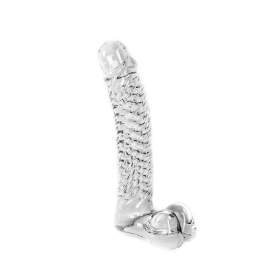 Afbeelding van Glazen Dildo Clear Penis Ribbed