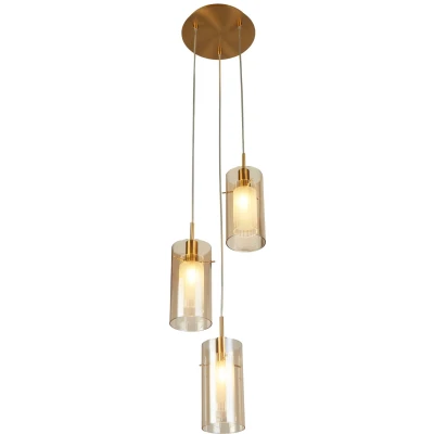 Afbeelding van Searchlight Duo III Hanglamp Ø 26 X 120 Cm Brons En Champagne