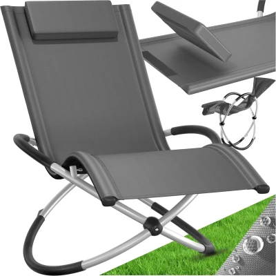 Afbeelding van tectake® ligstoel ligbed zonnebed Ergonomisch, opvouwbaar Draagkracht 150 kg grijs