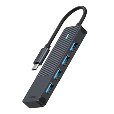 Afbeelding van Rapoo USB C naar A Hub Zwart