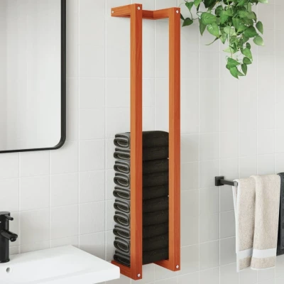 Afbeelding van Handdoekenrek 23x18x110 cm massief grenenhout wasbruin