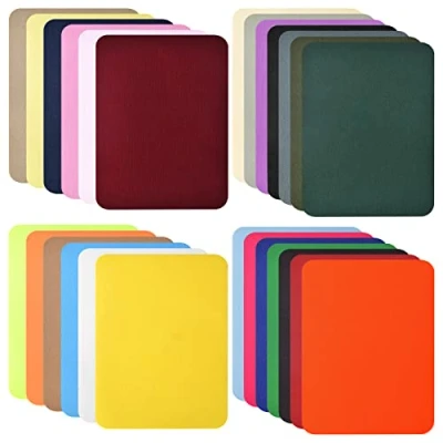 Afbeelding van 26 stuks opstrijkbare patches voor kleding, 12,5 x 9,5 cm, niet naaien, zelfklevend, katoen, strijkpatches, set, reparatie patches, kleuren, vierkant, denim, stoffen patch jeans,
