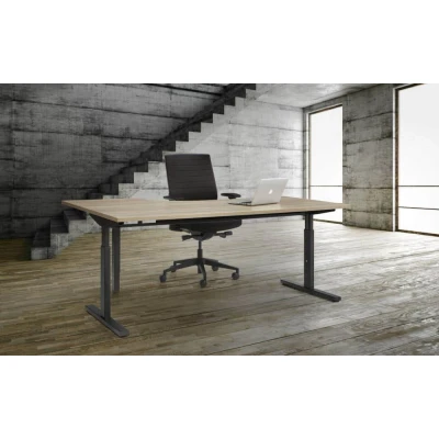 Afbeelding van T poot Wingbureau Quick breed 180CM diep 120CM bladkleur Beuken framekleur Zwart (RAL9005) wingzijde Rechts