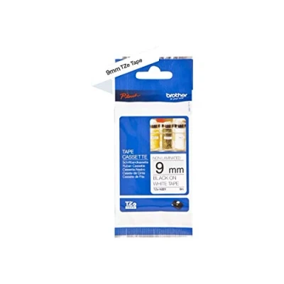 Afbeelding van Brother Non Laminated Labelling tape 9mm, Black/White TZ labelprinter