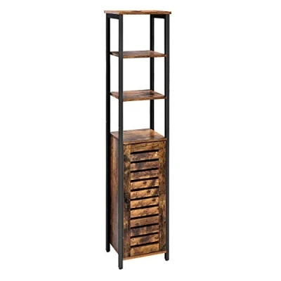 Afbeelding van Nancy&#039;s Opbergkast Staande Kast Industrieel Smalle Badkamer 3 Open Planken 37 x 30 167 cm Rustiek Bruin