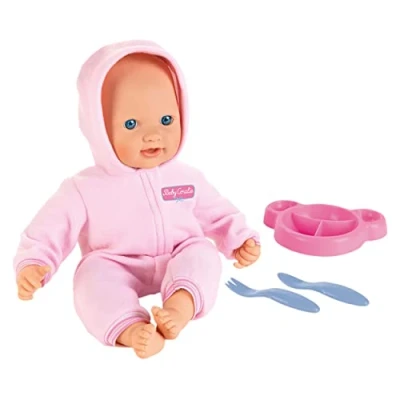 Afbeelding van Klein Toys Baby Coralie knuffelpop 27x10x40 cm incl. bord, lepel en vork zachte pop roze