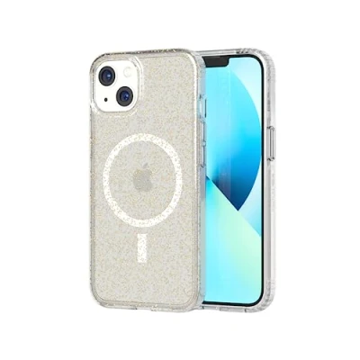 Afbeelding van Tech21 Evo Sparkle iPhone 13 hoesje Schokbestendig telefoonhoesje Geschikt voor MagSafe Glitter Goud 3,6 meter valbestendig
