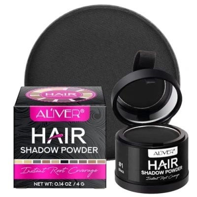 Afbeelding van Haarpoeder, zwart, 4 g, wortelpoeder, verdicht het haar, concealer voor haarverdikking, mannen en vrouwen, wind waterbestendig, om de wortels te verbergen (zwart)