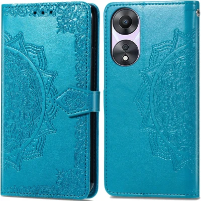 Afbeelding van iMoshion Hoesje Geschikt voor Oppo A58 Met Pasjeshouder Mandala Bookcase Turquoise