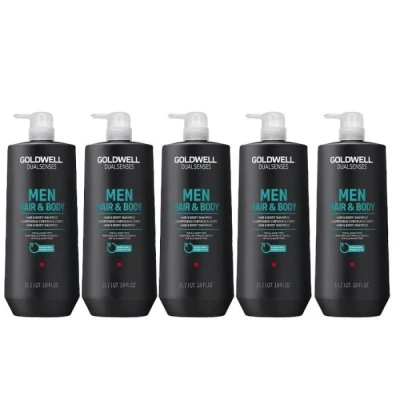 Afbeelding van 5x Goldwell Dualsenses for Men Hair &amp; Body Shampoo 1000ml bundel/set/pakket Haibu by Kapperskorting.com