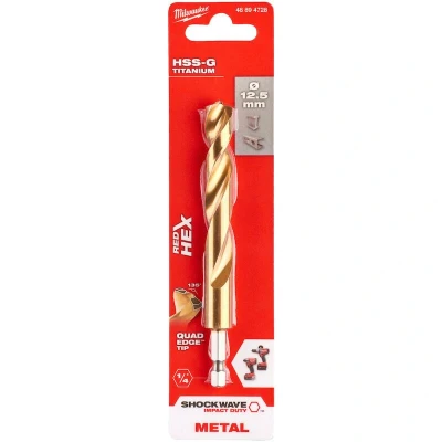 Afbeelding van MILWAUKEE 48894728 SHOCKWAVE HSS TiN metaal boor 12,5mm