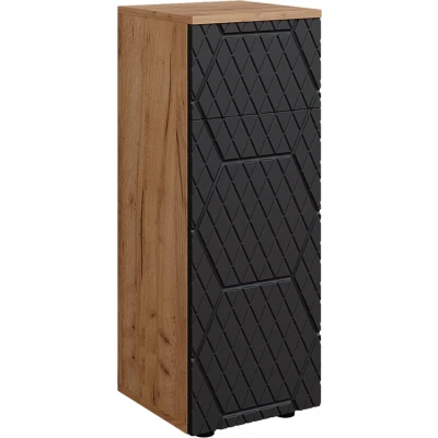 Afbeelding van Vicco Halfhoge kast Irma, Antraciet gestreept/Krachtige eik goud, 30 x 81 cm met 1 lade, 2 vakken, badkamer