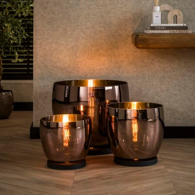 Afbeelding van Hoyz Collection Vloerlamp UP XXL Koperkleurig Glas Ø48