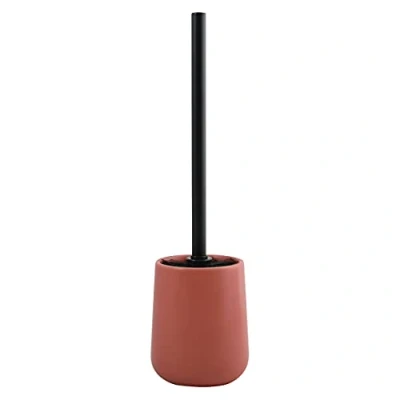 Afbeelding van MSV Toiletborstel in houder/wc borstel Malmo keramiek/rvs terracotta 39 x 10 cm