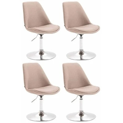 Afbeelding van CLP Maverick Set van 4 Eetkamerstoelen Stof taupe chroom