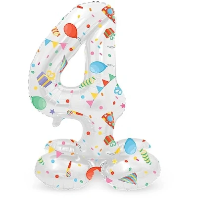 Afbeelding van Folat Staande folieballon Cijfer 4 Joyful Party 72 cm