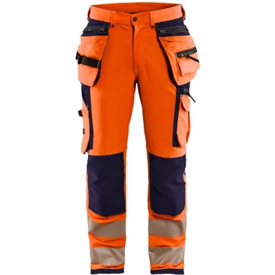Afbeelding van Blaklader High Vis werkbroek met 4 weg stretch 1997 1642 Oranje/Marineblauw D108