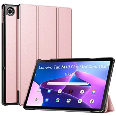Afbeelding van FINTIE Beschermhoes voor Lenovo Tab M10 Plus 3e generatie 10,6 inch 2022 (TB125/TB128) dunne en harde hoes, licht, opvouwbare beschermhoes, bescherming Gen, roségoud