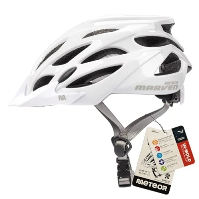 Afbeelding van Meteor Fietshelm Marven L 58 61 cm wit glanzend