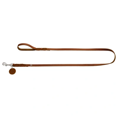 Afbeelding van Hunter Looplijn Solid Education Cognac Hondenriem 100x1.6 cm