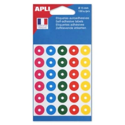 Afbeelding van Apli 11335 zak met 150 ogen in verschillende kleuren Ø 15 mm