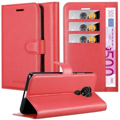 Afbeelding van Cadorabo Hoesje geschikt voor Nokia 7.2 in KARMIJN ROOD Beschermhoes met magnetische sluiting, standfunctie en kaartvakje Book Case Cover Etui