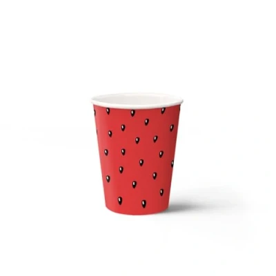 Afbeelding van Paw Wegwerp papieren bekers (250 ml), 8 stuks, ideaal voor bruiloft, kinderfeest, verjaardag, vieringen, druk op waterbasis, watermeloen