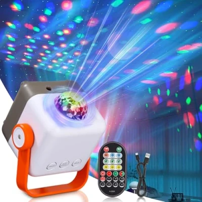 Afbeelding van Discobal, mini podiumlicht, muziekgestuurd, 64 verschillende patronen, stroboscoopeffect, feestlicht met afstandsbediening voor familie, clubs, kinderfeestjes