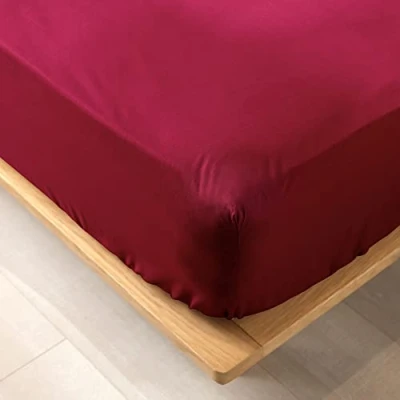 Afbeelding van douceur d&#039;intérieur, Hoeslaken (140 x 190 cm) Biolina Bordeaux, 100% biologisch katoen