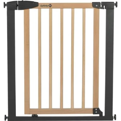 Image de Barrière de sécurité Pression 73 80 cm (Max. 94cm) Sans vis ni perçage Ouverture d&#039;une main Bois et graphite