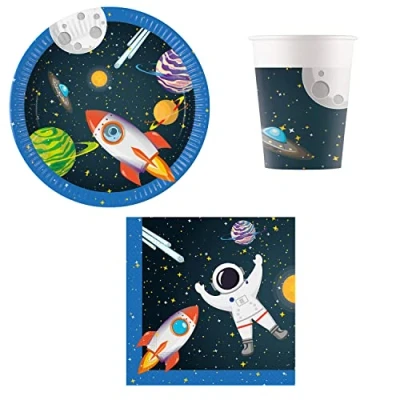 Afbeelding van Procos DY10273856 Rocket Space Party placemat met borden, servetten en bekers, tafeldecoratie