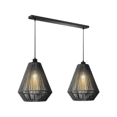 Afbeelding van LABEL51 Hanglamp Ibiza Diamond 2 Lichts 80x33x150cm Zwart