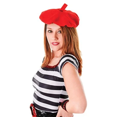 Afbeelding van Rubies Franse baret rood polyester voor volwassenen Carnaval accessoires
