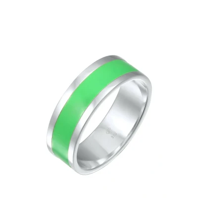 Afbeelding van Kuzzoi Basic GEO Emaille Casual Ring, Heren, Maat: 62, Grün