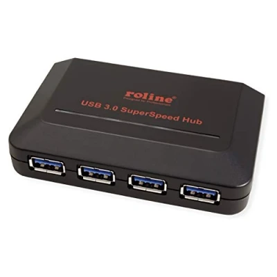 Afbeelding van Roline USB combi hub 4 poorten Zwart