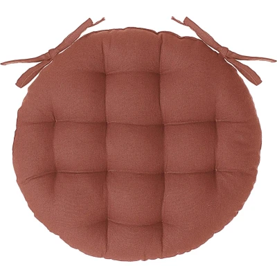 Afbeelding van Atmosphera DELUXE stoelkussen rond terracotta ronde stoelkussens D38 cm Met 2 lintjes