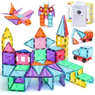 Afbeelding van ECHOCUBE magnetische bouwstenen, 100 stuks bouwstenen voor kinderen, educatief speelgoed, magnetisch bouwspeelgoed, verjaardags en kerstcadeau jongens meisjes