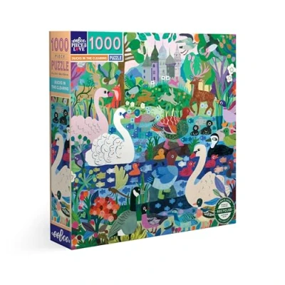 Afbeelding van eeBoo Duck in The Clearing Gerecycled Karton Puzzel 1000 Stukjes Gekleurd met Dieren PZTDIC