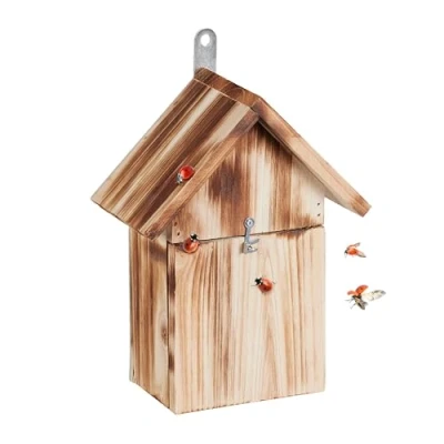 Afbeelding van Relaxdays lieveheersbeestjeshotel nestkastje insecten 4 ingangssleuven dennenhout