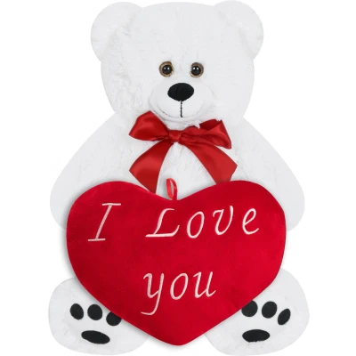 Afbeelding van Monzana Knuffelbeer met Hart 50cm Wit 26cm I Love You
