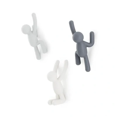 Afbeelding van Umbra Buddy muurhaken en unieke wanddecoratie, Set van 3, Geassorteerd grijs