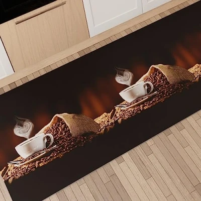 Afbeelding van PETTI Artigiani Italiani Keukenmat, antislip en wasbaar, 52 x 380 cm, motief koffie 1100% Made in Italy