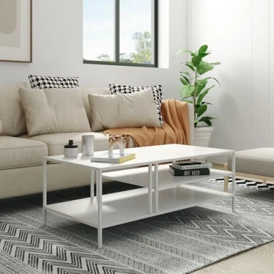 Afbeelding van Salontafel Kumlinge metaal 40x110x55 cm wit [en.casa]