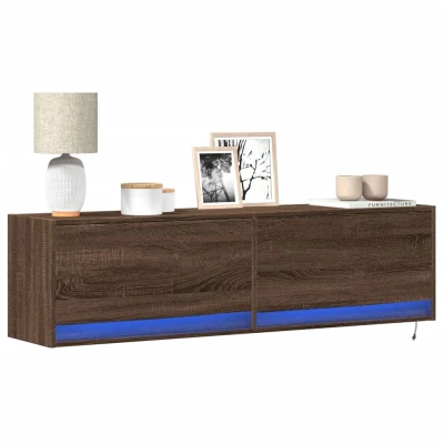Afbeelding van vidaXL Tv wandmeubel met LED verlichting 140x31x38 cm bruin eikenkleur