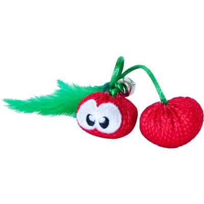 Afbeelding van Petstages Dental Cherries Gebitsverzorgend speelgoed voor katten Verbetert de mondhygiëne Bevat Catnip Kattenkruid Red