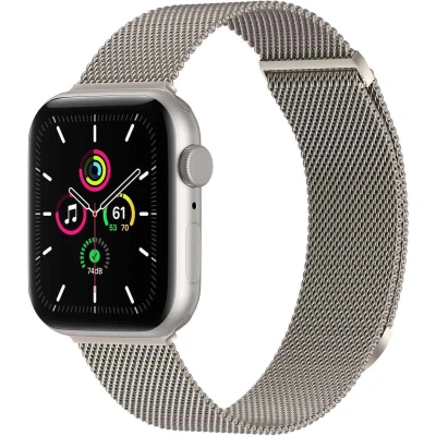 Afbeelding van imoshion Milanees magnetisch bandje voor de Apple Watch Series 1 10 / SE Ultra (2) 42/44/45/46/49 mm Maat M Sterrenlicht