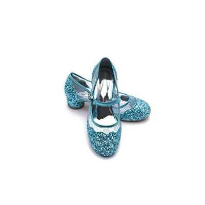 Afbeelding van ELSA &amp; ANNA Prinsessenschoenen voor meisjes 3 cm hak Fancy schoenen met pailletten en kristallen feest, verjaardag cosplay, pumps prinses (SH2205), Blauw