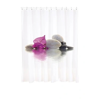 Afbeelding van MSV Douchegordijn, polyester, 180 x 200 cm, motief Borneo, meerkleurig, inclusief ringen
