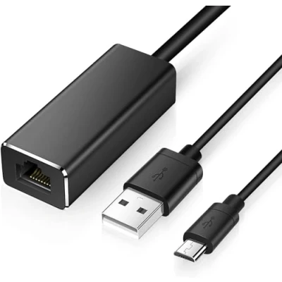 Afbeelding van Gigabit Ethernet USB 2.0 naar RJ45 LAN adapter 10/100 Mbps voor Chromecast, Google Home Mini en Fire TV Stick (3e generatie) met netsnoer stroomvoorziening