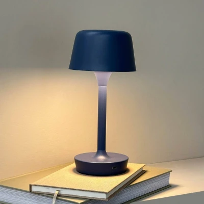 Afbeelding van Dyberg Larsen LED tafellamp Flow, blauw, hoogte 25 cm